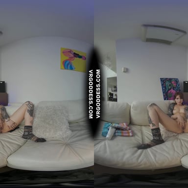 White Casting Couch With Gorgeous Hot Tattoo Babe Cherri Rubbing Lotion And Jilling Dildo Orgasm VRgoddess vr porn video