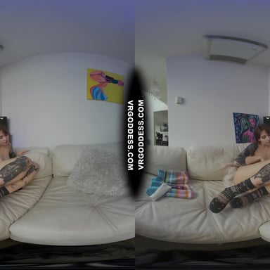 White Casting Couch With Gorgeous Hot Tattoo Babe Cherri Rubbing Lotion And Jilling Dildo Orgasm VRgoddess vr porn video