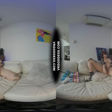 White Casting Couch With Gorgeous Hot Tattoo Babe Cherri Rubbing Lotion And Jilling Dildo Orgasm VRgoddess vr porn video