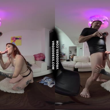 Pretty Tattooed Girl Brilla Giving Virtual Blowjob Deepthroating Cum All Over Tits VRgoddess vr porn video