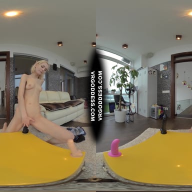 Skinny Blonde Poppy Trying Different Dildos Will It Fit Challenge Loves Big Black Ones Most VRgoddess vr porn video