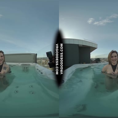 Hot Babe Melonie Rooftop Jacuzzi Dildo Masturbation VRgoddess vr porn video
