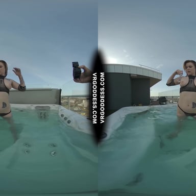Hot Babe Melonie Rooftop Jacuzzi Dildo Masturbation VRgoddess vr porn video