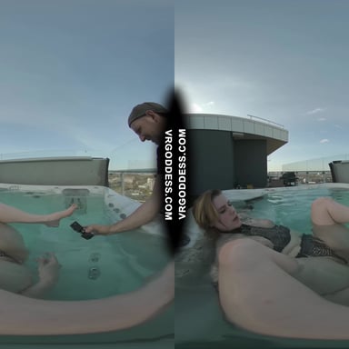 Hot Babe Melonie Rooftop Jacuzzi Dildo Masturbation VRgoddess vr porn video