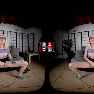 Tattooed Blonde Masturbates Her Pierced Pussy With A Little Foot Tease VRFootFetish vr porn video