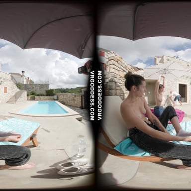 Josie Fresh And Her Friend Sofie Naked Poolside At An Italian Villa Eating And Sunbathing VRgoddess vr porn video
