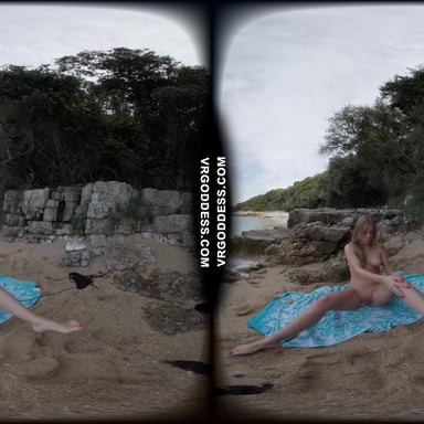 Kristina Masturbating And Showing Her Pussy On A Secluded Beach In Italy VRgoddess vr porn video