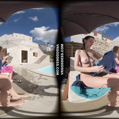 Kristina Emmux And Rebeka Ruby Poolside Naked Sunbathing Swimming Italian Villa VRgoddess vr porn video