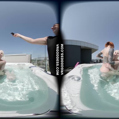 Lily Angelic Sunbathing Nude With Her Friend Cheri And Touching Bodies And Enjoying Rooftop Jacuzzi VRgoddess vr porn video