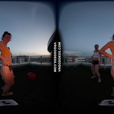 Sunset Fire Dancing With Models On A Rooftop Lea Rebeka Ruby With Melonie VRgoddess vr porn video