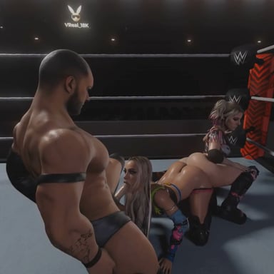 WWE - Liv Morgan and Alexa Bliss reverse spitroast (ass-to-ass) threesome (A XXX Parody) vr porn video