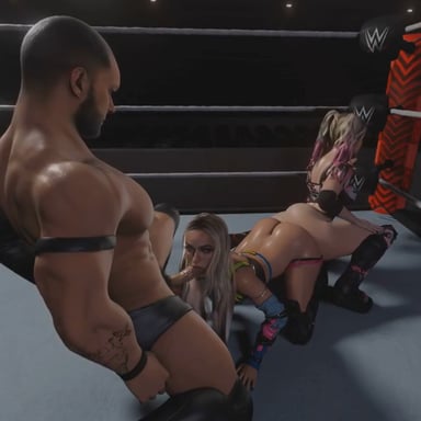 WWE - Liv Morgan and Alexa Bliss reverse spitroast (ass-to-ass) threesome (A XXX Parody) full video