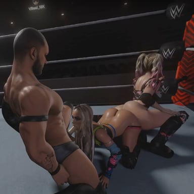 WWE - Liv Morgan and Alexa Bliss reverse spitroast (ass-to-ass) threesome (A XXX Parody) pov porn