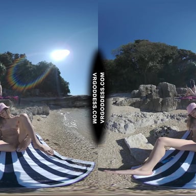 Josie Dildo Masturbating On Public Nude Beach Matty In Background VRgoddess vr porn video