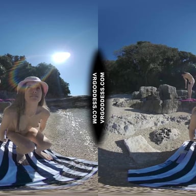 Josie Dildo Masturbating On Public Nude Beach Matty In Background VRgoddess vr porn video