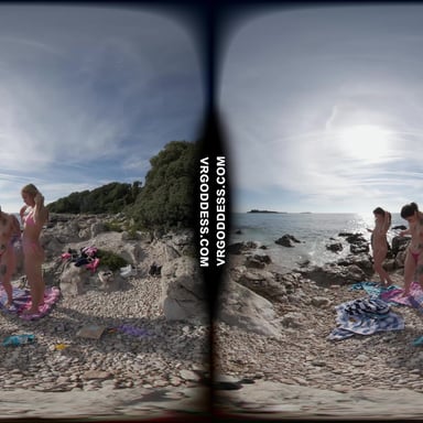 Kirstina With Her Friends Emmux And Rebeka Ruby Nude Beach Picnic And Sunbathing VRgoddess vr porn video