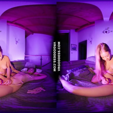 Late Night On Vacation With Mira And Kristina Clothespins And Shared Pain Giving And Receiving VRgoddess vr porn video