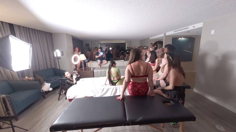 BTS of Huge Tadpole Orgy Anna Cummings, Ashley Ace, Dutch Coco, Khloe Mendosa, Madison Wilde, Rebel Rhyder, Sunny Daze, Victoria Peaks TadPoleXXXStudio vr porn video