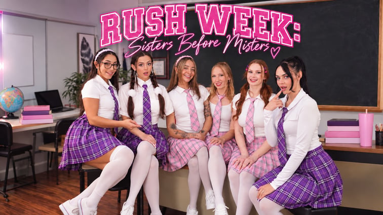 Rush Week: Girls Before Misters Bree Sky, Harley Love, Kayliana Nova, Madison Wilde, Mckenna Lynn, Serena Hill GirlsDoVR vr porn video