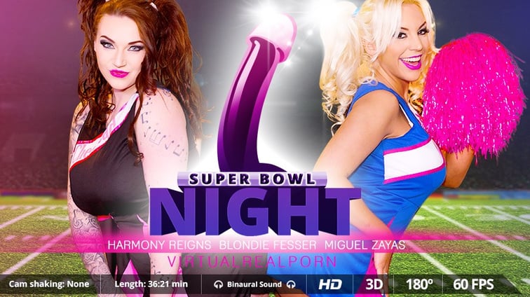 Super Bowl Night - Interracial BBW Threesome Hardcore Blondie Fesser, Harmony Reigns, Miguel Zayas Virtual Real Porn vr porn video