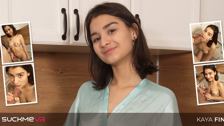 Sexy Petite Brunette Kaya Finch Railed Hard In The Kitchen Kaya Finch Suck Me VR vr porn video