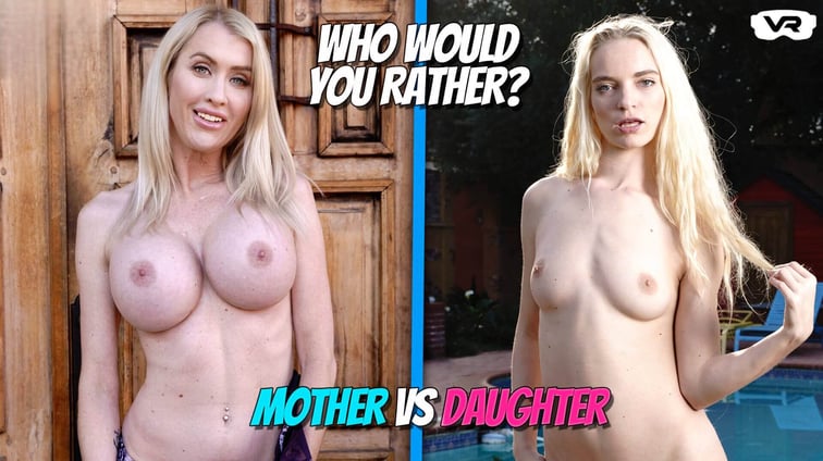 Battle of Blondes: Big Tits Stepmom vs. Hot Young Teen Katie Monroe, Lana Sharapova Seductive VR vr porn video