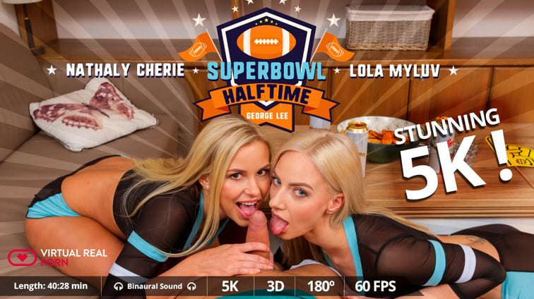Superbowl Halftime - Hot Blondes Czech Lola Myluv & Nathaly FFM Lola Myluv, Nathaly Cherie Virtual Real Porn vr porn video