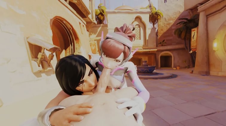 Overwatch D.va and Pharah threesome blowjob (A XXX Parody)  LewdVROfficial vr porn video