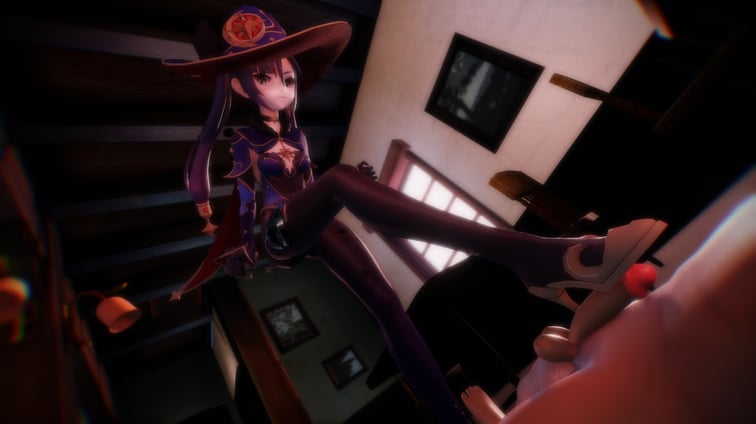Genshin Impact - Mona Standing Footjob (A XXX Parody) Mona Lewd FRAGGY vr porn video
