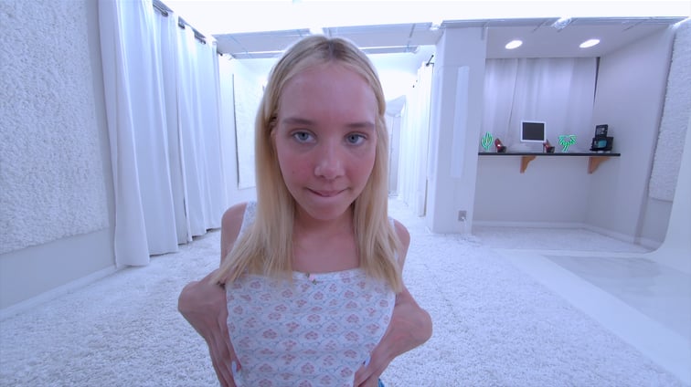Hot Blonde Teen Strips For You in The White Studio Sophia Sterling New Porn Starlets vr porn video