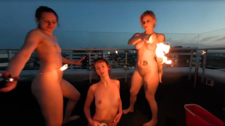 Sunset Fire Dancing With Models On A Rooftop Lea Rebeka Ruby With Melonie Lea VRgoddess, Melonie VRgoddess, Rebeka Ruby VRgoddess vr porn video